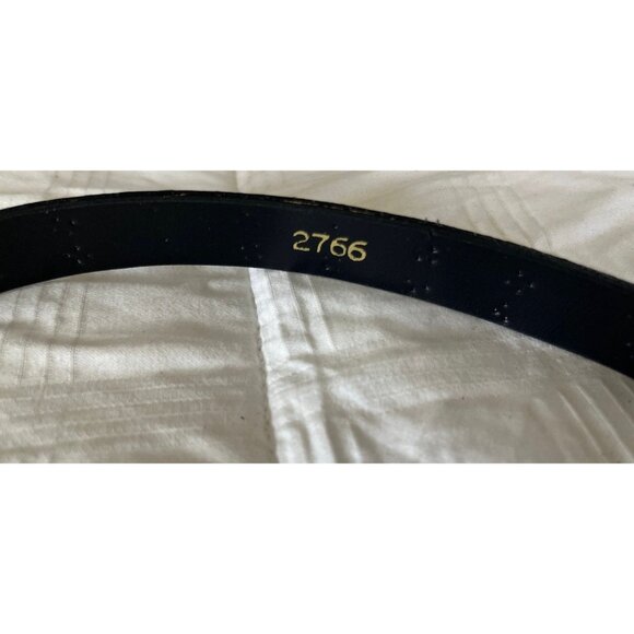 Vtg 1970\'s Black Leather Belt With Silver Tone \
